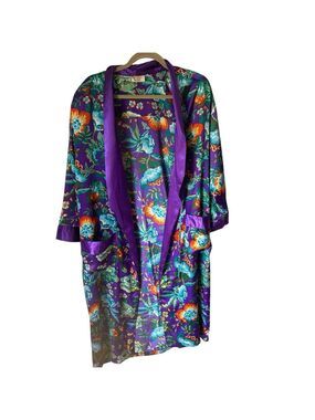 Vintage Victoria's Secret Gold Label Floral Satin Kimono Robe Multicolor Women S